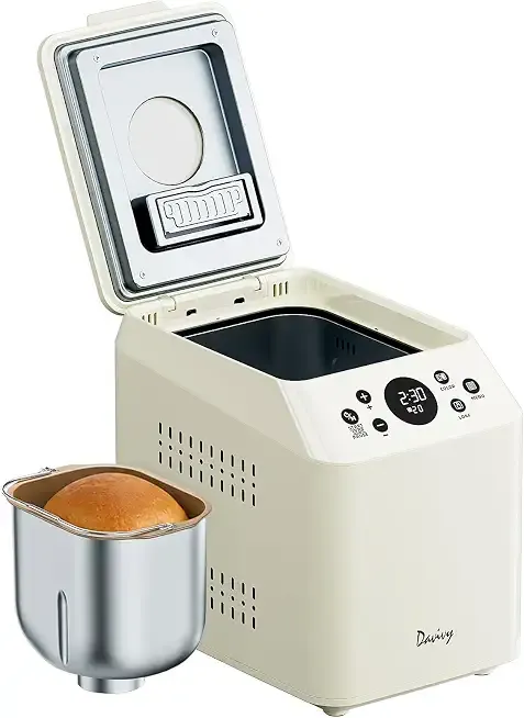 Davivy 3LB Bread Maker, Premium Gift for Family & Newlyweds, 20-in-1 Bread Machine with PFAS-FREE Ceramic Pan & Auto Fruit Dispenser, Quiet Motor, Dual Heaters, Stainless Steel Housing