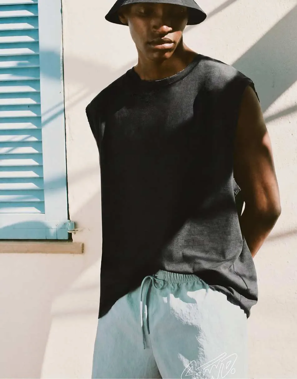 Pull&Bear Stwd board shorts in navy