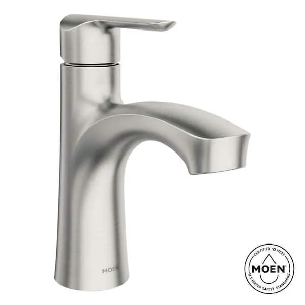 MOEN Findlay Single-​Handle Single-​Hole Bathroom Faucet in Spot Resist Brushed Nickel