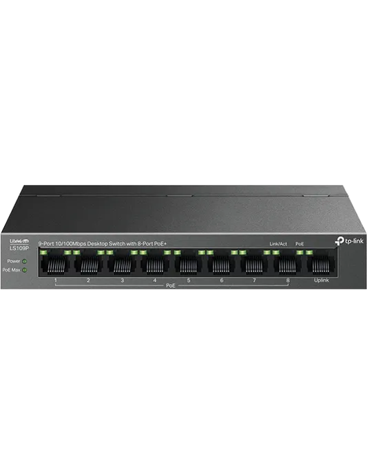 Switch TL-LS109P 1xLAN + 8xLAN s PoE, černá