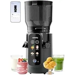 Canoly 4-in-1 Smart Cold Press Juicer C50, Juice,Smoothie,Sorbet & Nut Milk | 7.1" XL Feed Chute, 100oz Juicer Machine, Touchscreen & Bluetooth App Control, AC Brushless Motor (Meteor Gray)
