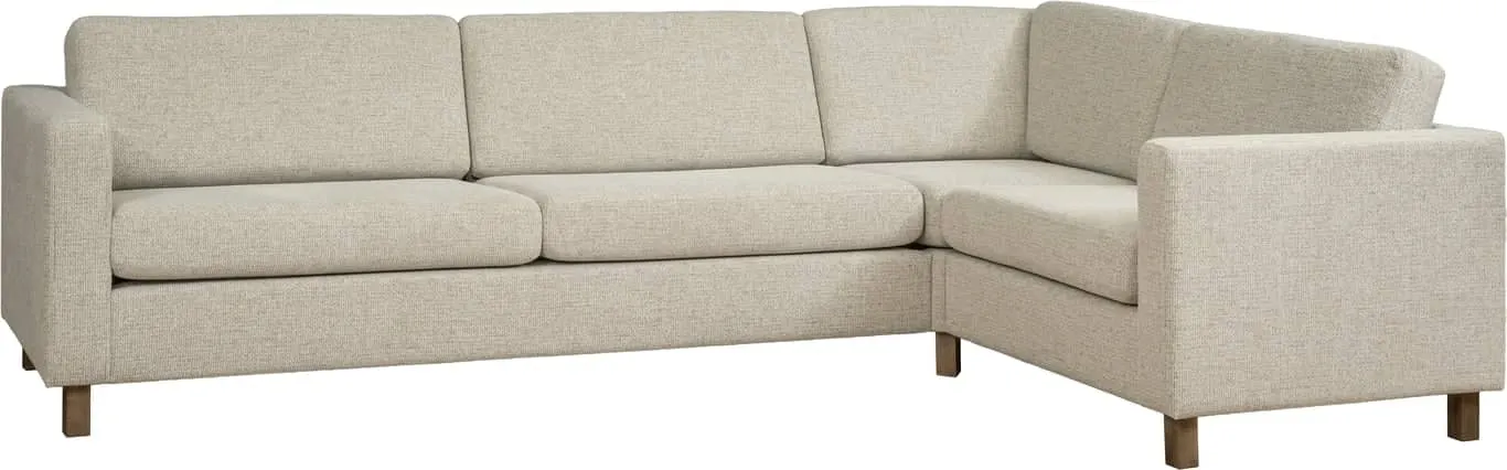 Hjellegjerde Basic hjørnesofa Modulsofa. 3,5 seter duo-hjørne 90-1,5 seter, armlen nr 2, stoff Noelle 30, Mocca ben
