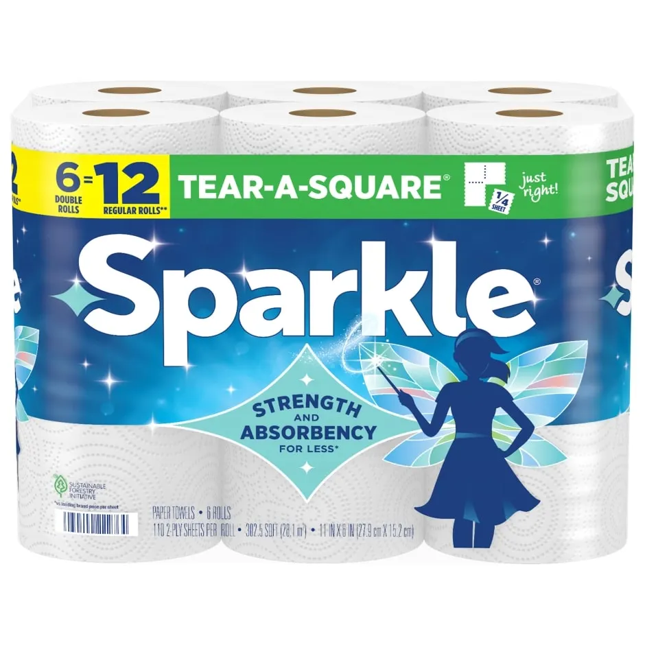 Sparkle Paper Towel White 6 Double Rolls