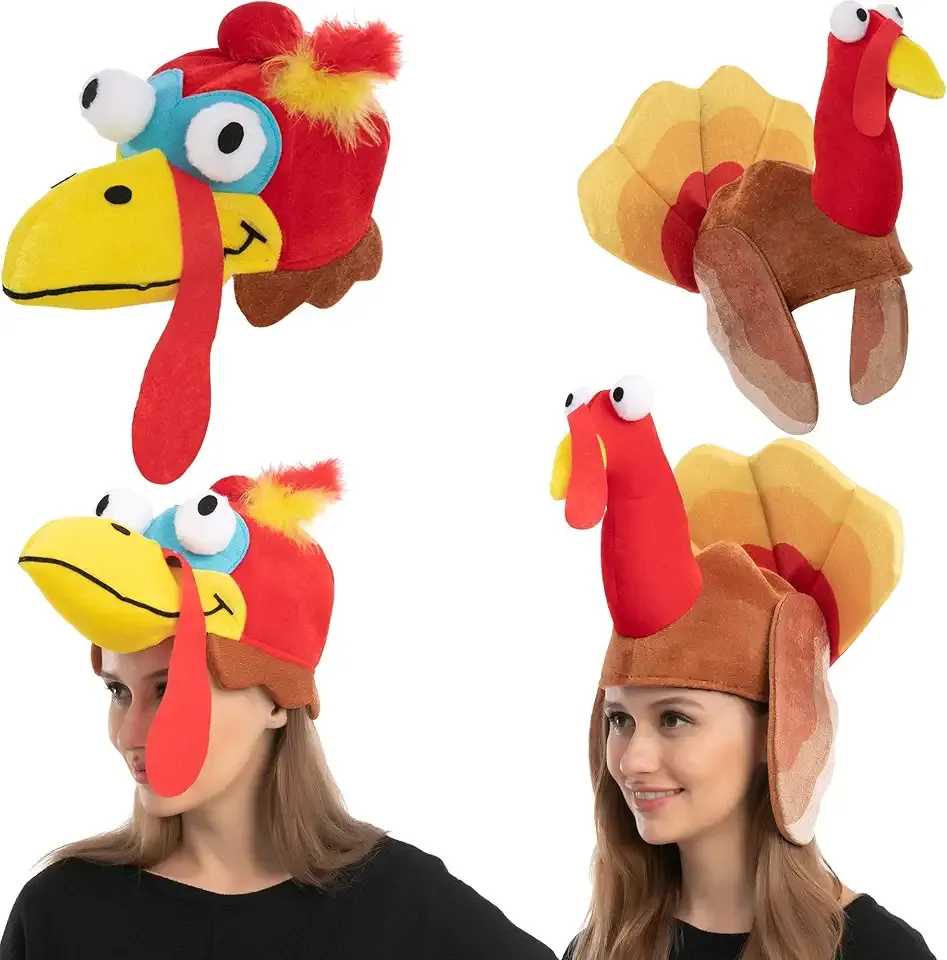 JOYIN 2 PCS Silly Thanksgiving Turkey Cap, Novelty Hats for Thanksgiving Night Event Dress-up Party, Costume Hats for Role Play Carnival Cosplay, Decoration & Accessories