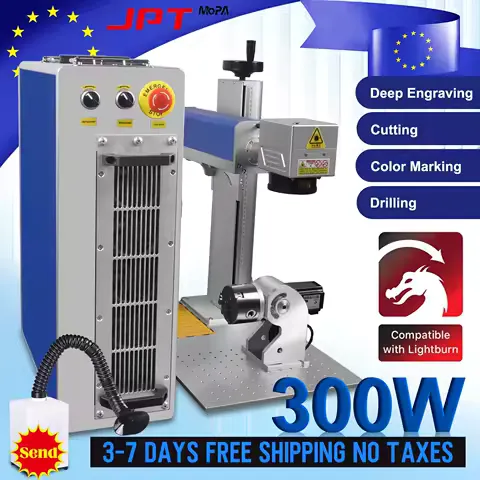 JPT Mopa Laser Marking Machine with Smoke Purifier Deep Laser Engraving Cutting for Metal Jewelry Laser Engraver 300W 200W 100W