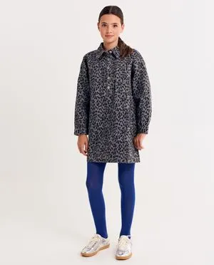 Jeansjurk met luipaardprint