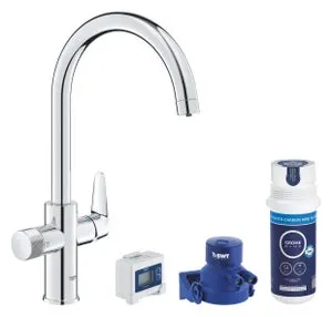 Rubinetto da cucina fisso a c multifunzione GROHE Blue Pure StartCurve cromo lucido GROHE