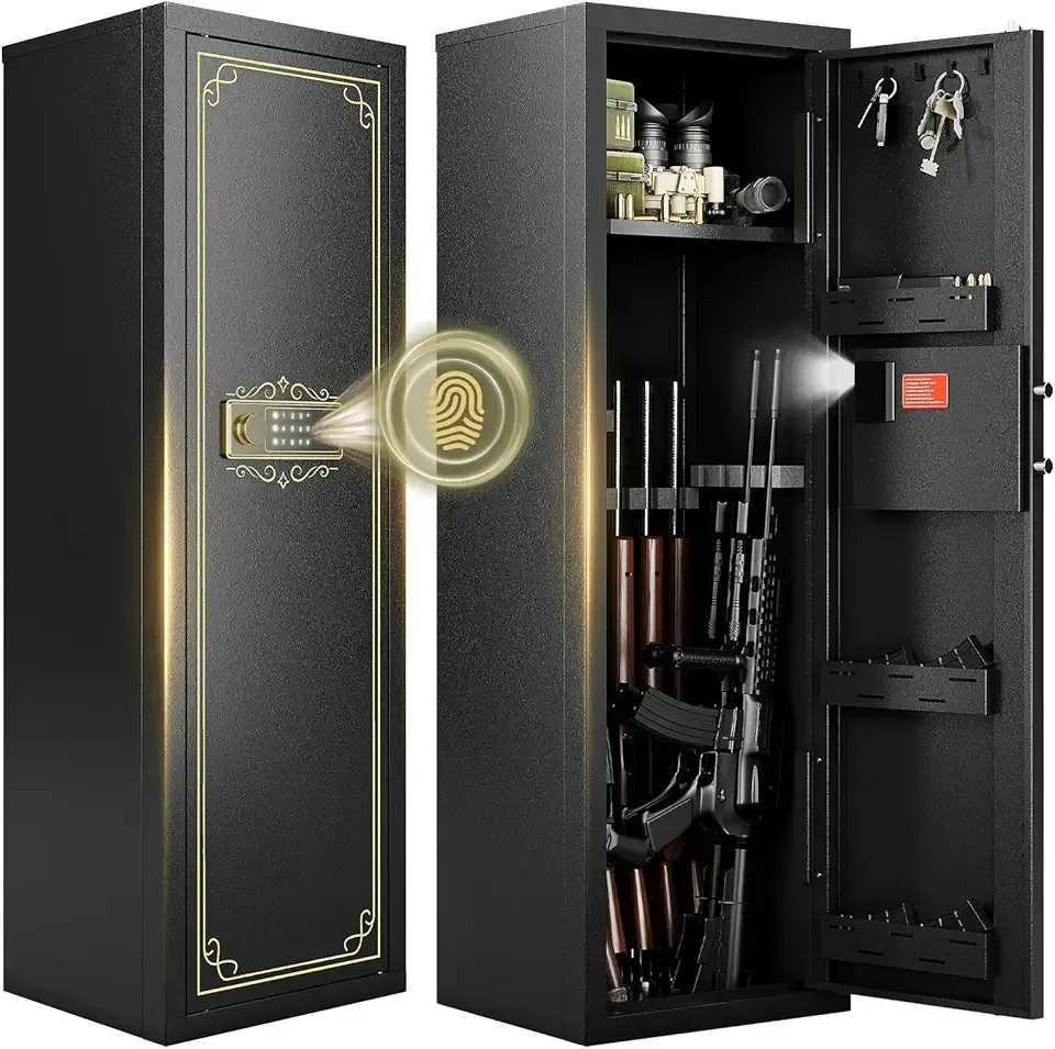 KAER Gun Safe, 16 Gun Safe for Rifles and Pistols, Large Capacity Biometric Rifle Safe, Gun Cabinet, Gun Locker for Home with Removable Shelf, Secure Storage for Shotguns & Firearms with Optics