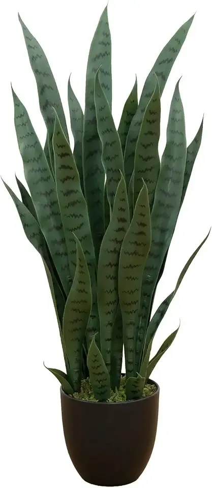 Nearly Natural 35in Artificial Snake Plant with Black Planter