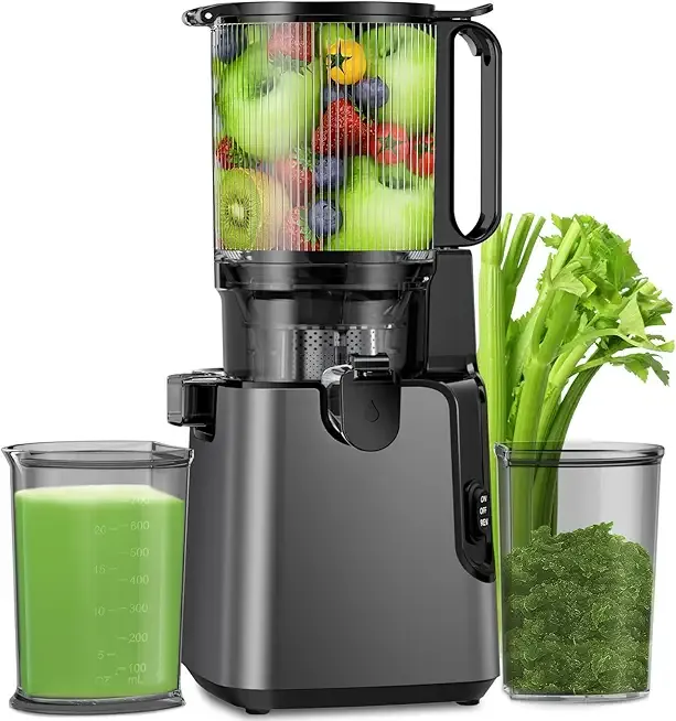 Juicer Machines with 5.8" Large Feed Chute, 400W Cold Press Juicer for Whole Vegetables and Fruits, Slow Masticating juicer Easy to Clean Juice Extractor Machine High Juice Yield(Titanium Gray)