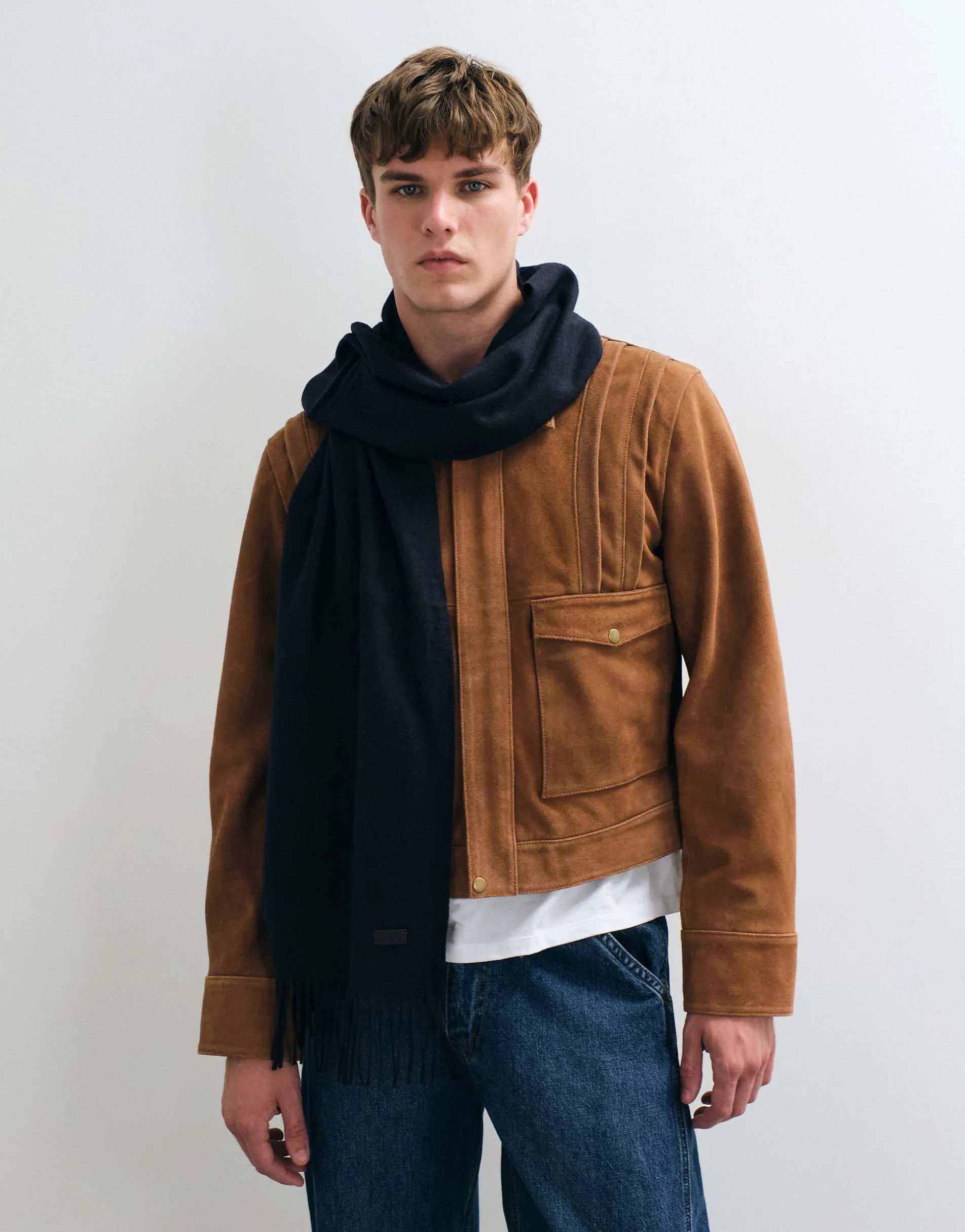 Mango knitted scarf in navy
