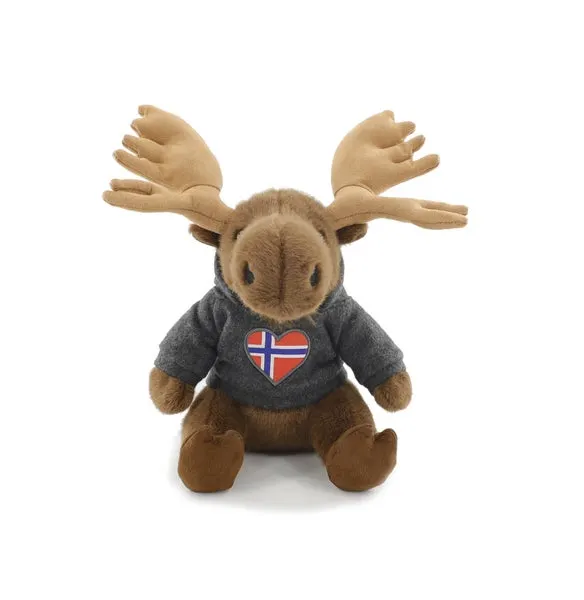Mykdyr Elg m/genser med Flagg 20cm