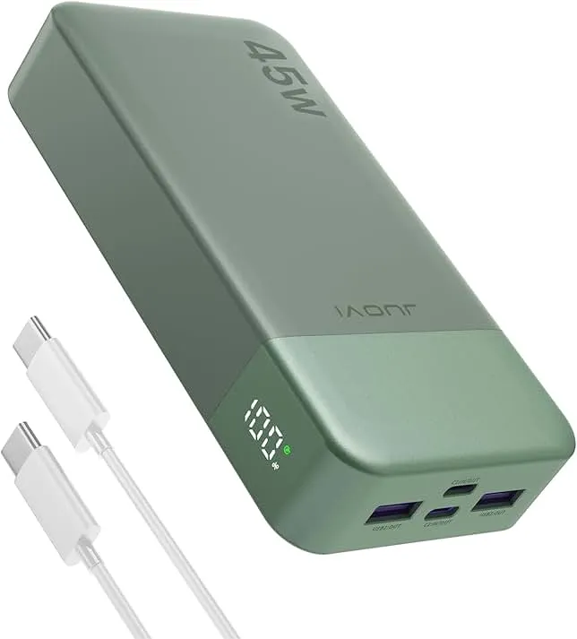JUOVI Power Bank 45W 20000mAh Portable Charger USB C, PD QC Fast Charging 4-Port(2C+2A) External Battery Pack with LED Display, for i…
