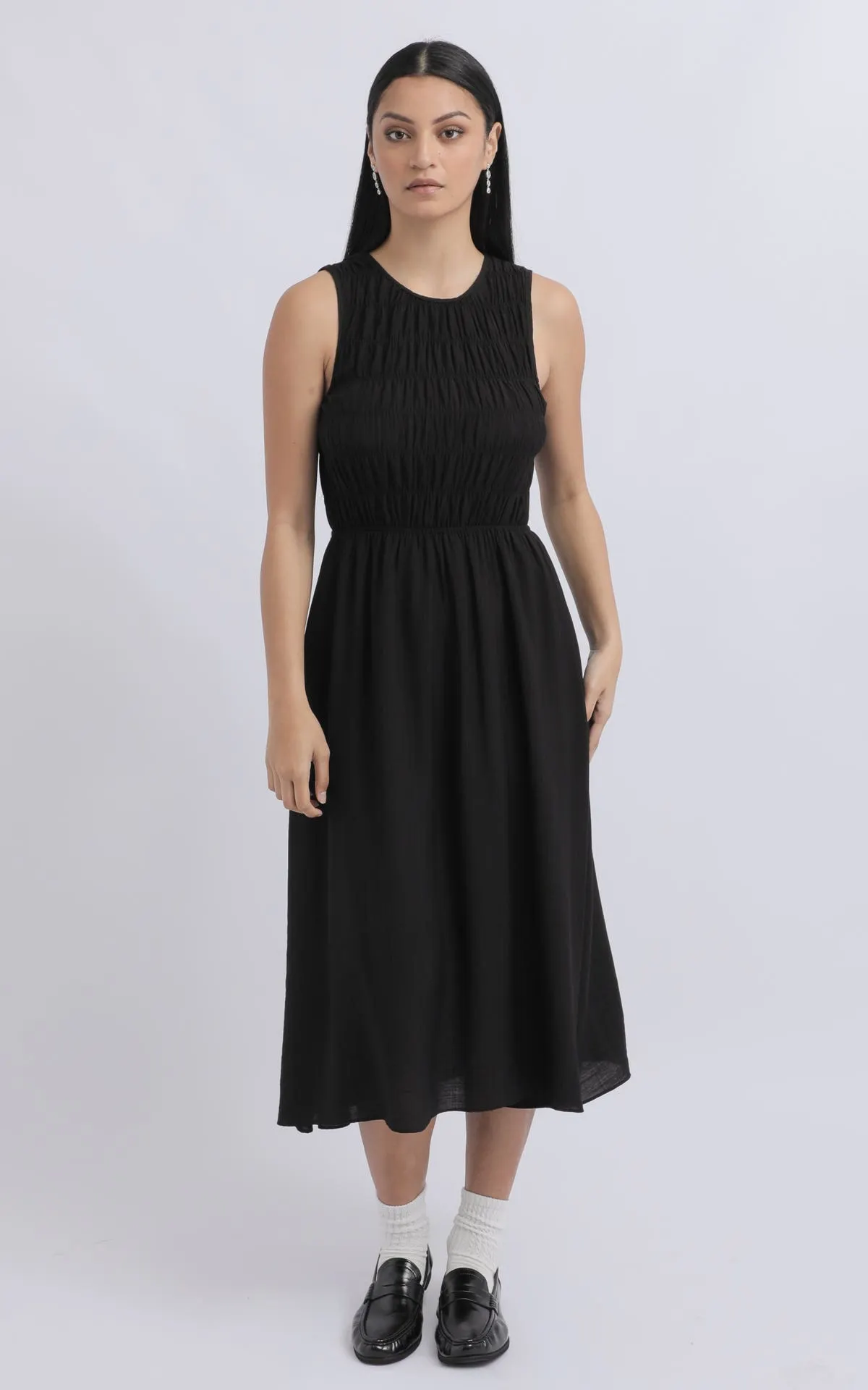 Voile Shirred Bodice Dress