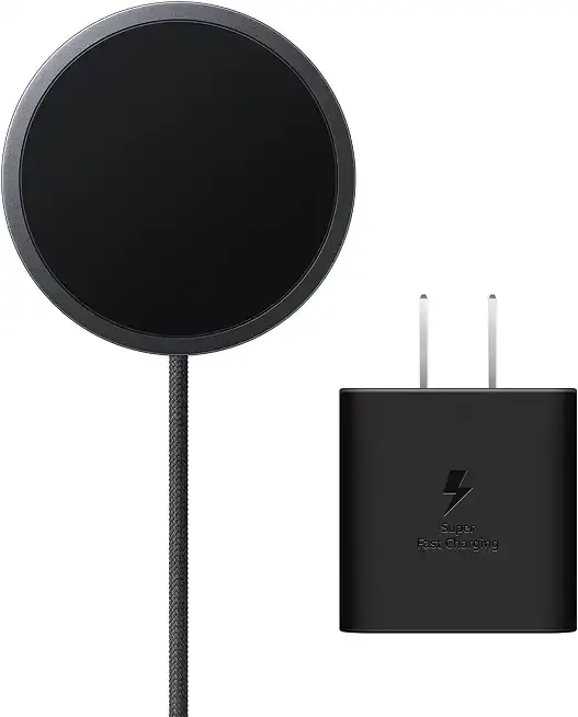 Galaxy Magnet Wireless Charger with 45W Power Adapter, Cordless Super Fast Charging, Powerful Design, Built-in Magnets, No-Slip Surface, Dark Gray