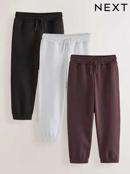 Black/Grey/Charcoal Regular Fit Joggers 3 Pack (3-16yrs)