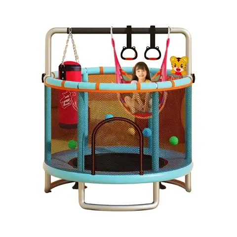 Cama Elástica Mini Trampolín Más 5 Juegos Para Niños Celeste