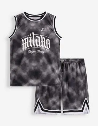 Set di top e pantaloni - Mesh - nero