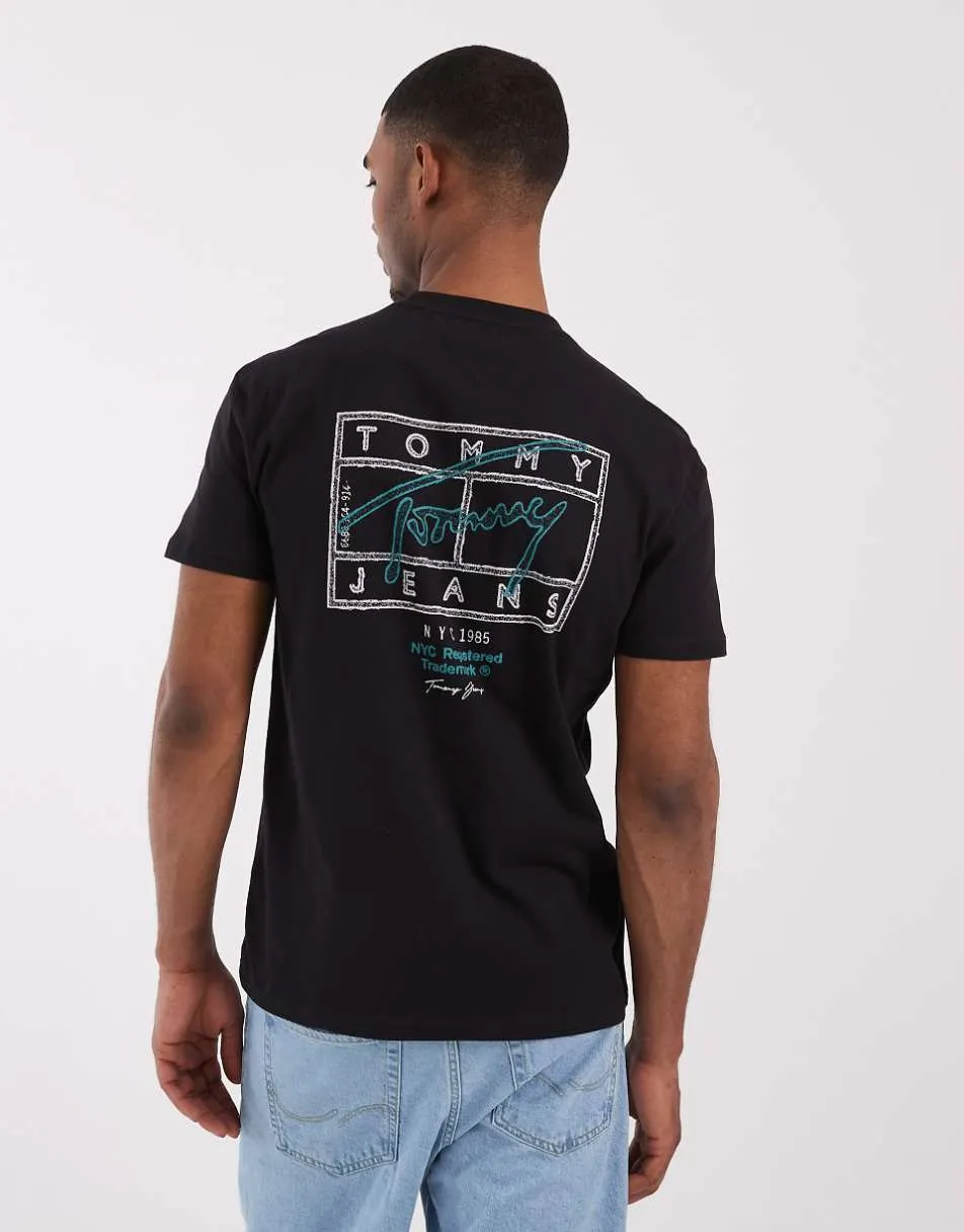 Tommy Jeans classic linear back print t-shirt in black