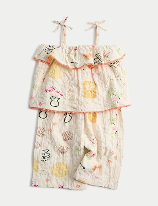 2-tlg. Outfit mit hohem Baumwollanteil und Printmuster (0–5 Jahre)