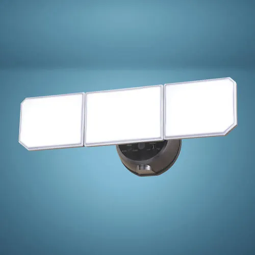 Patriot Lighting® Matte Black Tri-Head Switch-Operated LED Security Flood Light