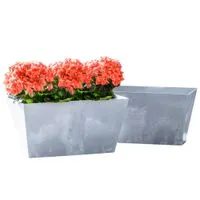 2er Set Pflanztopf Betonoptik, ca. 12 Liter aus Kunststoff - Hellgrau