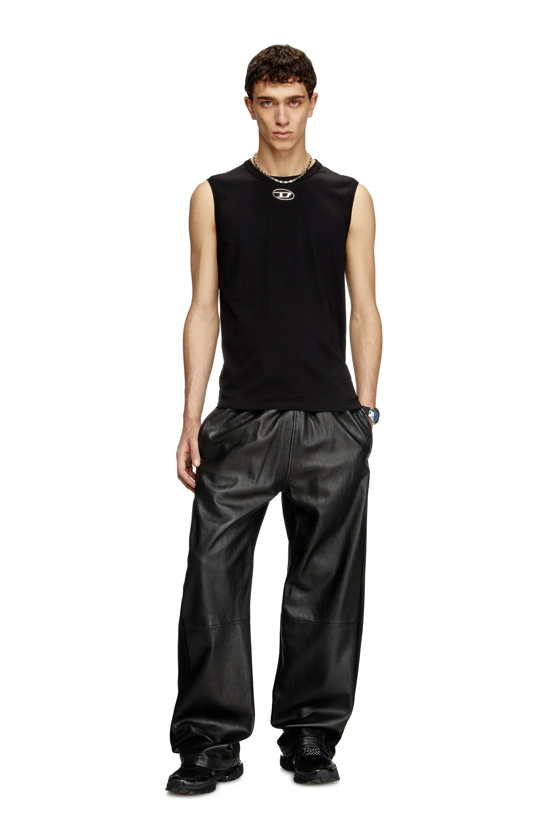 Tank top with metallic Oval D