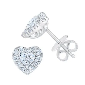 Heart Shape & Round Brilliant 1.00 ctw VS2 Clarity, I Color Diamond 14kt White Gold Stud Earrings