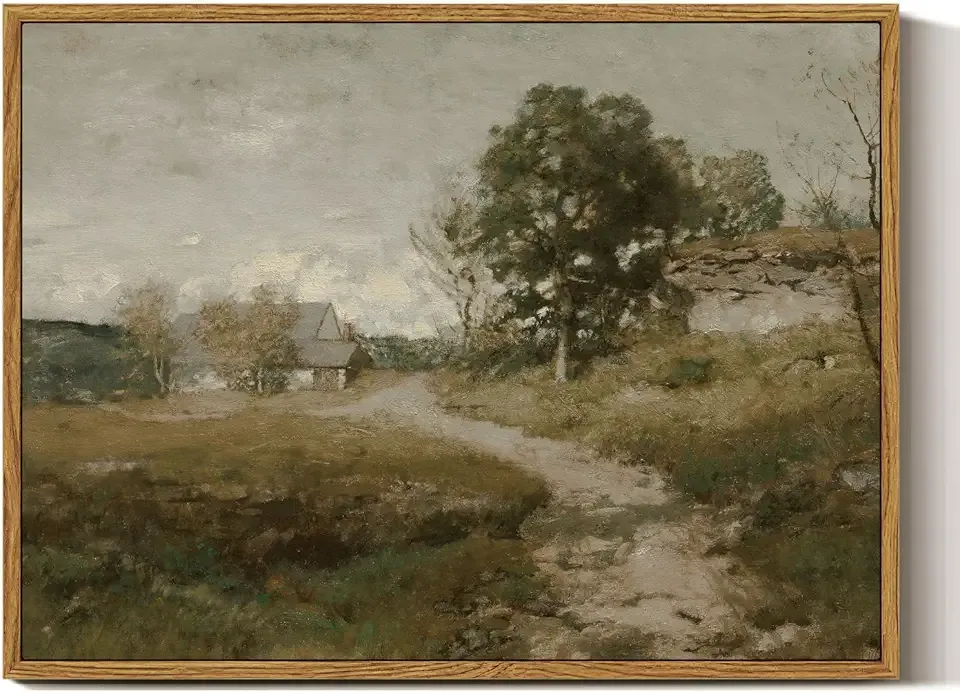 InSimSea Framed Canvas Wall Art Decor, Vintage Countryside Decor for Living Room Bedroom, Eathry Moody Art, Painting for Bathroom Office Hallway Room, 12"x16"