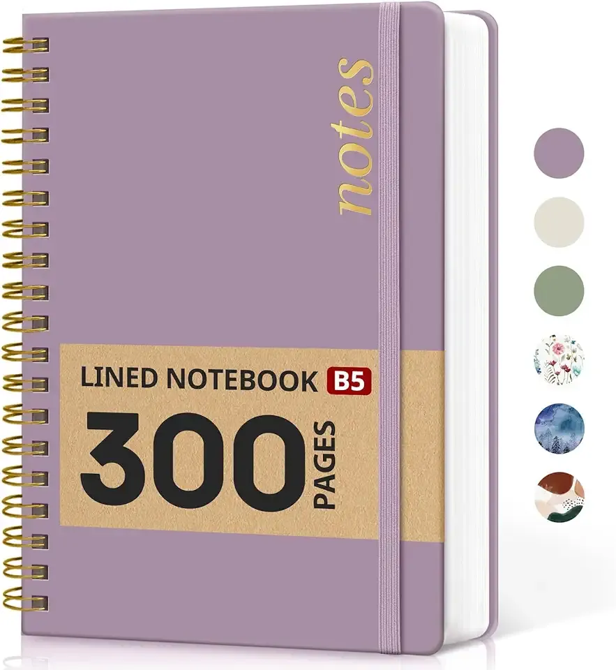 Lined Spiral Notebook Journal for Work, 300 Pages Thick B5 (7.1"x10") College Ruled Journal for Women & Writing, Hardcover Notebook for Note Taking, Perfect for Office Home School Supplies, Purple
