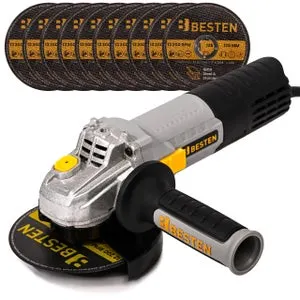 Smerigliatrice angolare a filo Ø 125mm 1300W con regolazione giri + 10 dischi BESTEN BE-2850