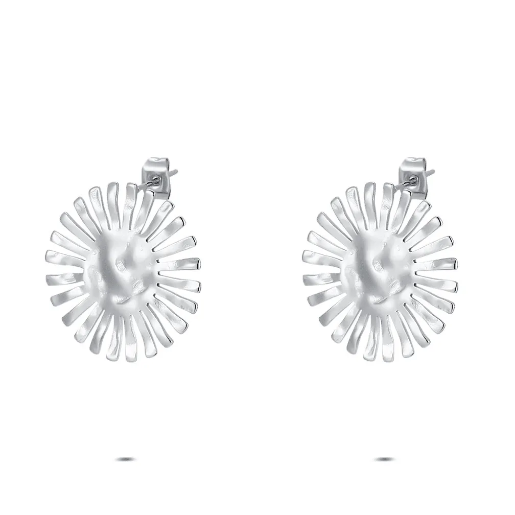 Oorbellen in edelstaal, zonvormig