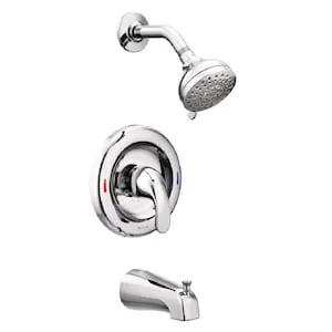 MOEN Adler Single Handle Round Wall Mount 1-Spray Bathtub Shower Faucet with Rain Shower Head in Chrome