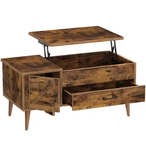 Mesa de comedor de madera con mesa auxiliar ajustable y espacio de almacenamiento 100×50×48cm