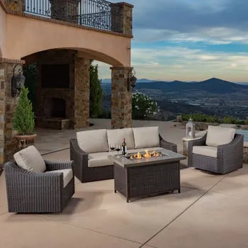 Grand Leisure Brandemore 4-piece Fire Outdoor Patio Seating Set