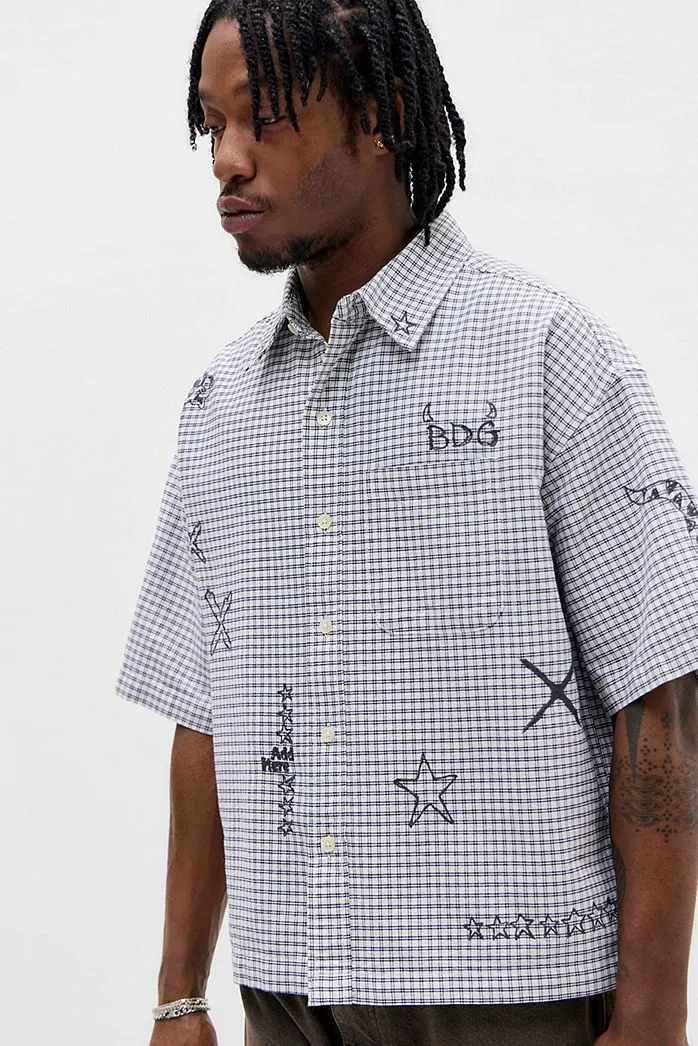 Camicia a Maniche Corte BDG Arlo Doodle Check