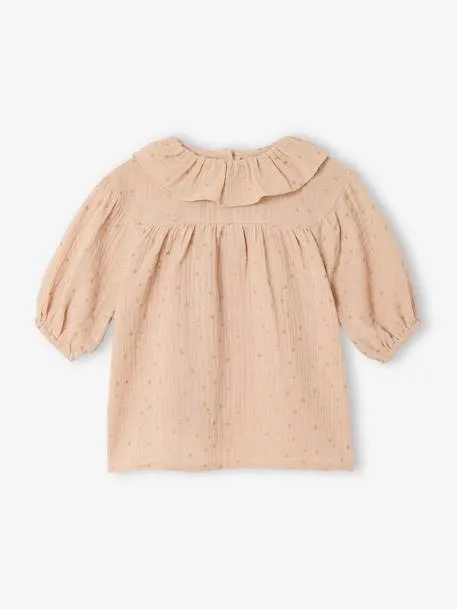 Robe bébé gaze étoilée - beige poudré