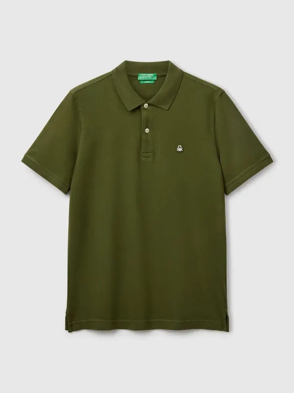 Olive green slim fit polo shirt