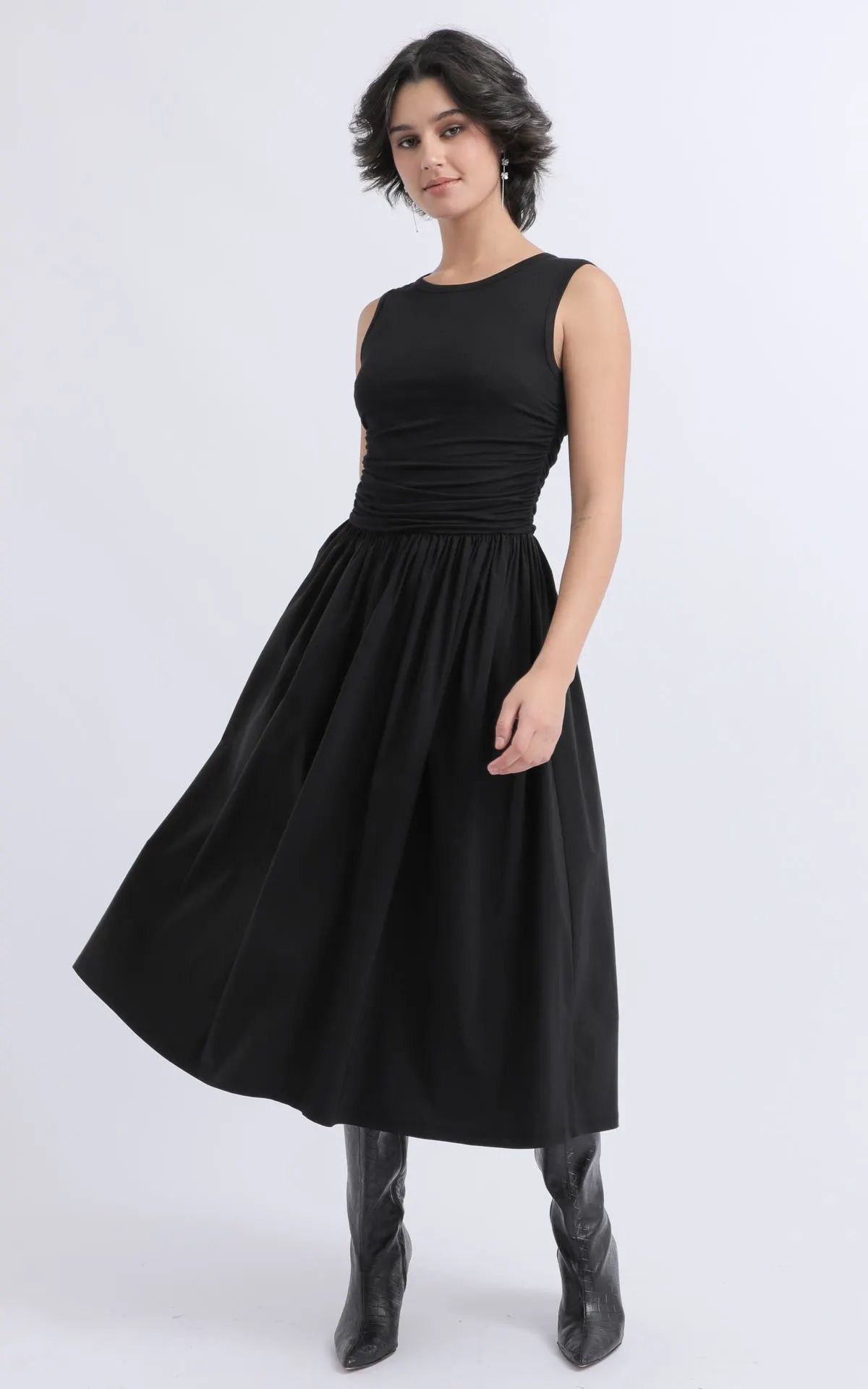 Jersey Poplin Midi Dress