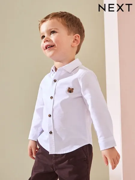White Character Long Sleeve Oxford Shirt (3mths-7yrs)