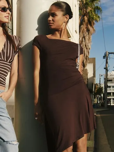 Angie Asymmetrical Jersey Midi Dress
