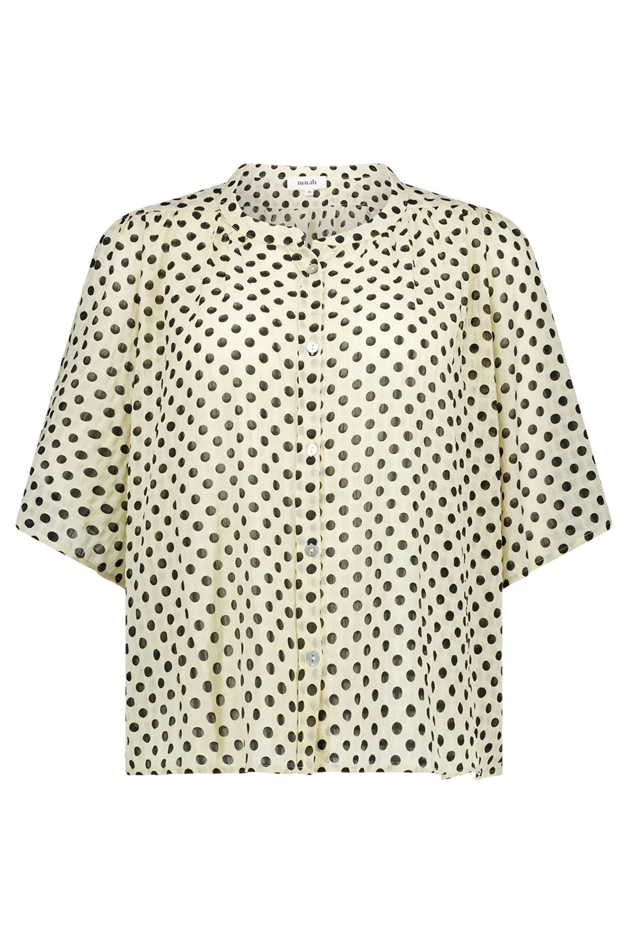 Ecru/zwarte polkadot blouse