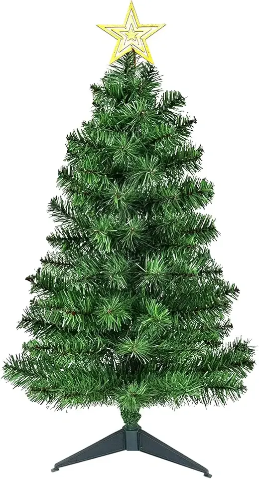 3FT Premium Hinged Artificial Holiday Small Mini Christmas Tree for Tabletop,Home, Office, Indoor and Outdoor Holiday Decoration,Easy Assembly Metal Hinges & Foldable Base