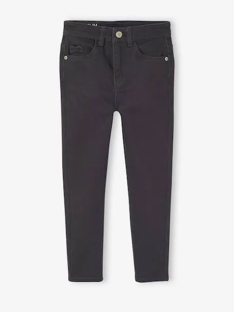 Pantalon fille slim morphologique fin - anthracite