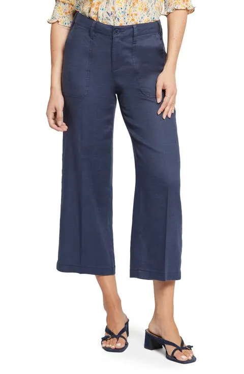 Linen Blend Crop Wide Leg Pants