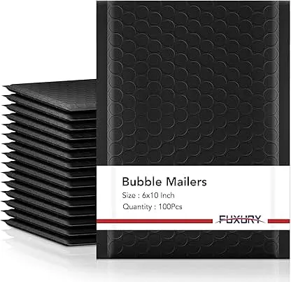 Fuxury Bubble Mailers 6x10" 100 Pack Black Padded Enve…