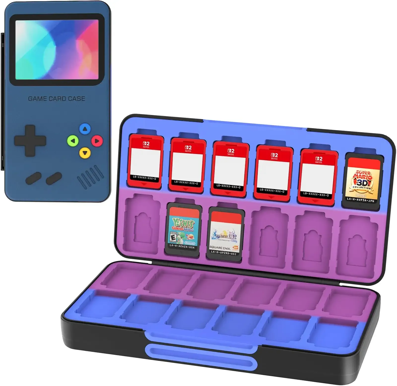 Switch Game Card Case for Nintendo Switch/Switch OLED/Switch Lite, Gradient Color Lining Games Card Holder with 48 Game Card Slots & 24 Micro SD Card Slots