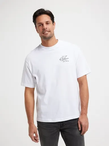 Calvin Klein 30S Micro Monologo Graphic Tee In White