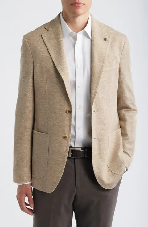 Jack Victor Hampton Tan Knit Cotton & Linen Sport Coat