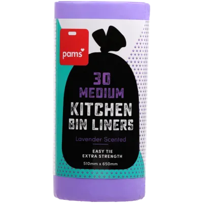 Pams Lavender Easy Tie Extra Strength Medium Kitchen Tidy Liners 51 x 65cm
